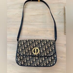 Vintage Authentic Christian Dior canvas crossbody clutch